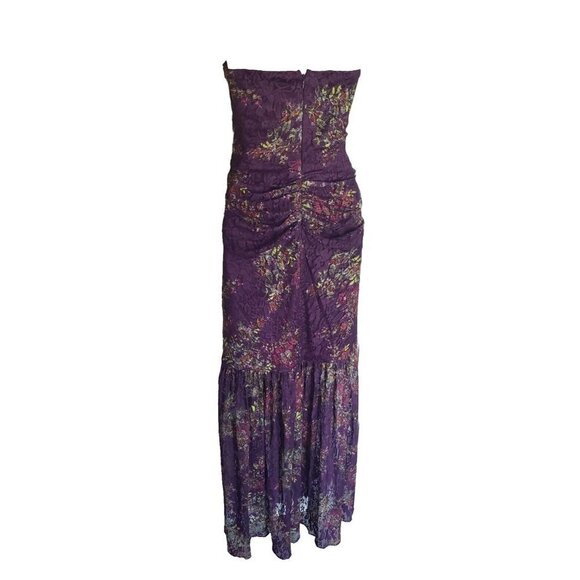 NEW LAUNDRY BY SHELLI SEGAL  PURPLE FLORAL LACE RUCHED DRESS SZ 10 - Picture 5 of 9